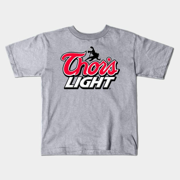 Funny Drunk Superhero God Of Thunder Inspired Beer Logo Parody Kids T-Shirt by BoggsNicolas